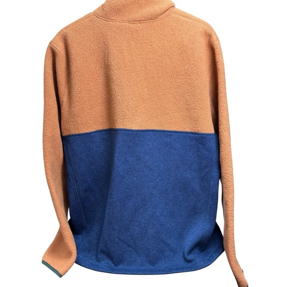 L.L. Bean 1/4 Zip Fleece Jacket in Rust Blue Green Kangaroo Pocket Men’s XL Tall - Picture 3 of 9